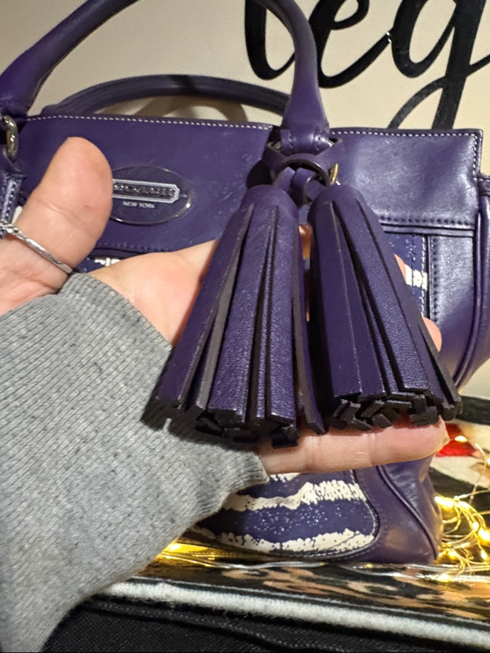 COACH FIRM $175 Rare PURPLE ZEBRA PRINT w/ DUST BAG . MAJOR SALE PRICE MOVING - Picture 5 of 16